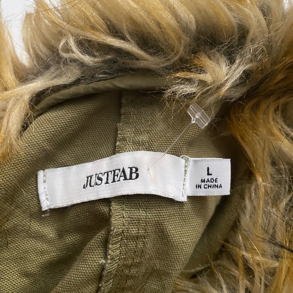 JustFab Utility Jacket With Faux Fur Collar Women’s size Large - Picture 8 of 16